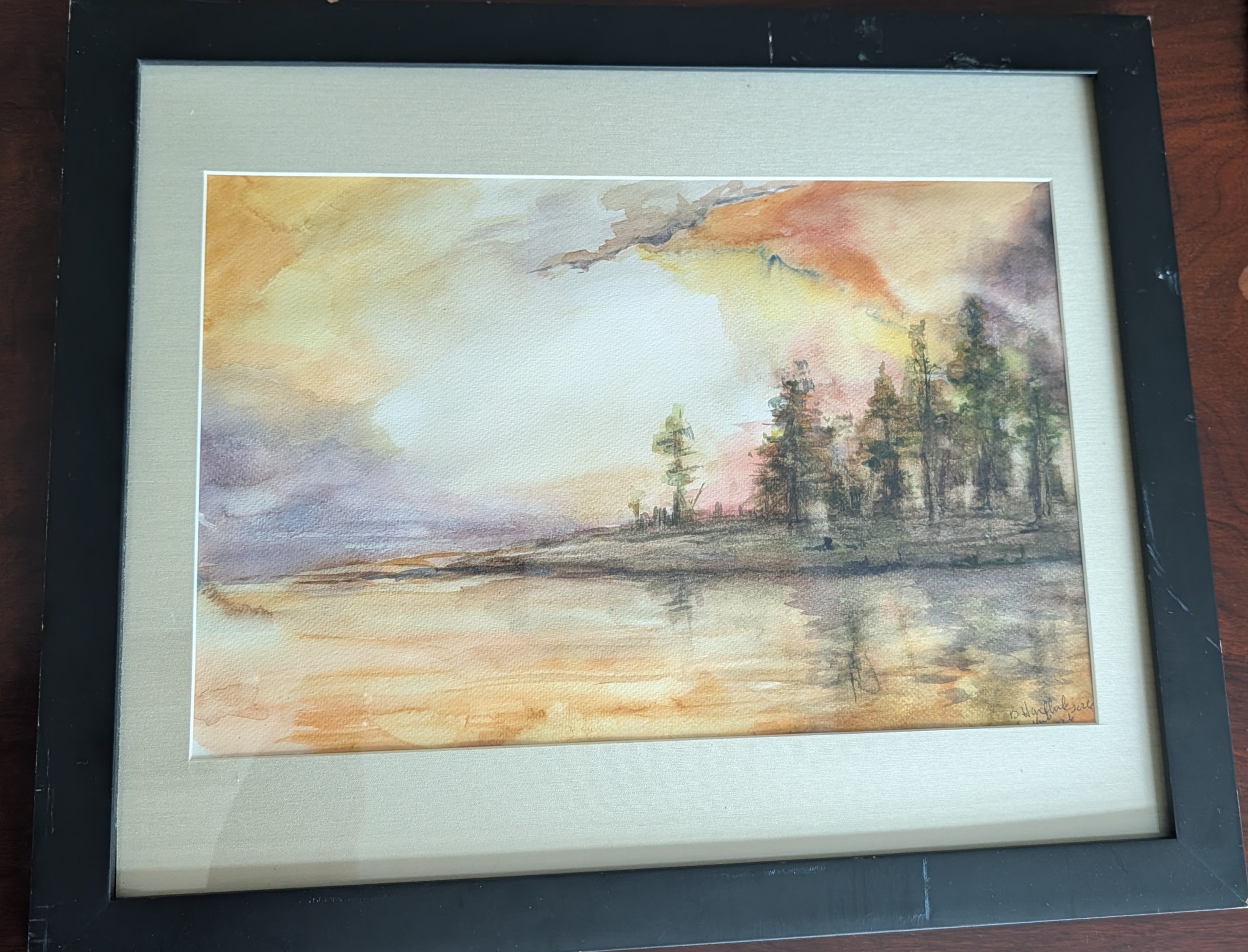 Sunset trees painting
